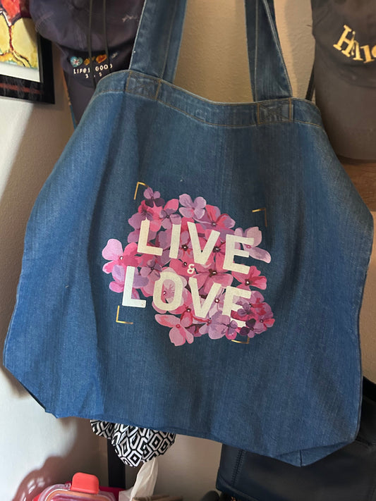 Live & Love - Organic denim tote bag